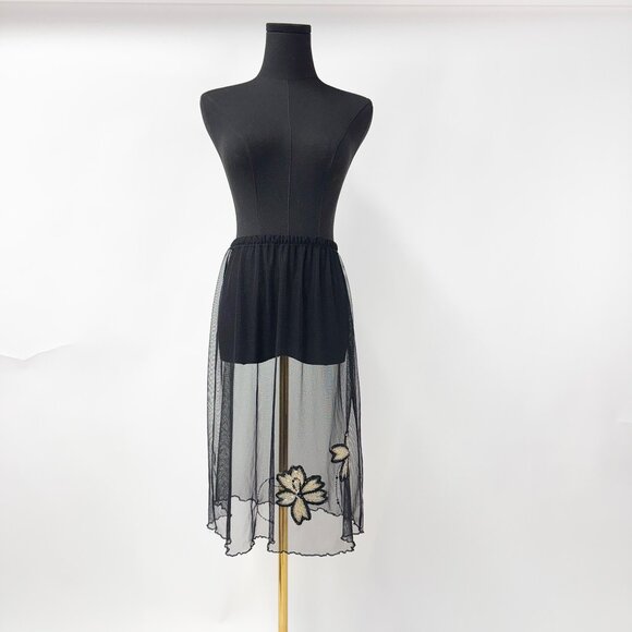 VINTAGE SHEER 90S MESH SKIRT WITH EMBROIDERY - Picture 5 of 5